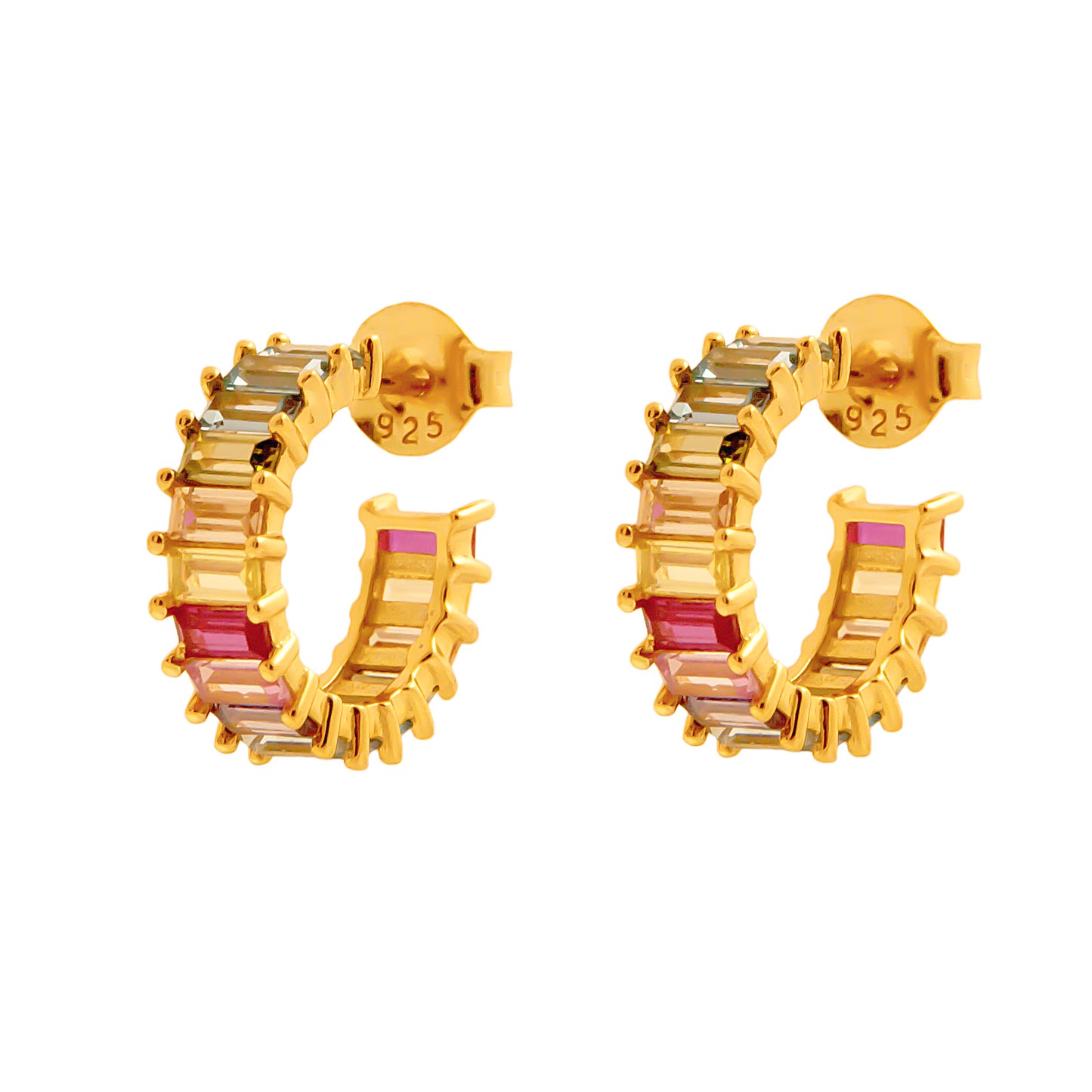 Rainbow baguettes hoop gold