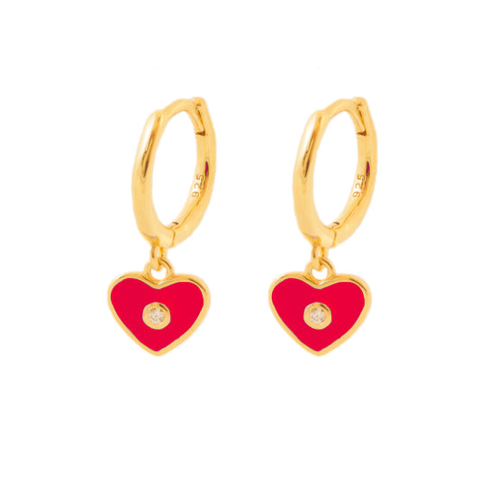 Red enamel heart gold