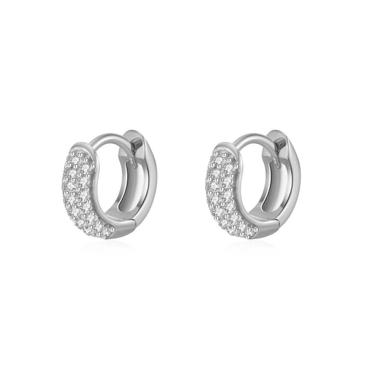 Small white zirconia hoop silver