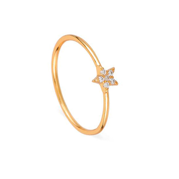 Small zirconia star ring gold