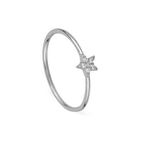 Small zirconia star ring silver