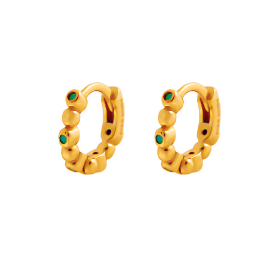 Turquoise & dots mini hoop gold