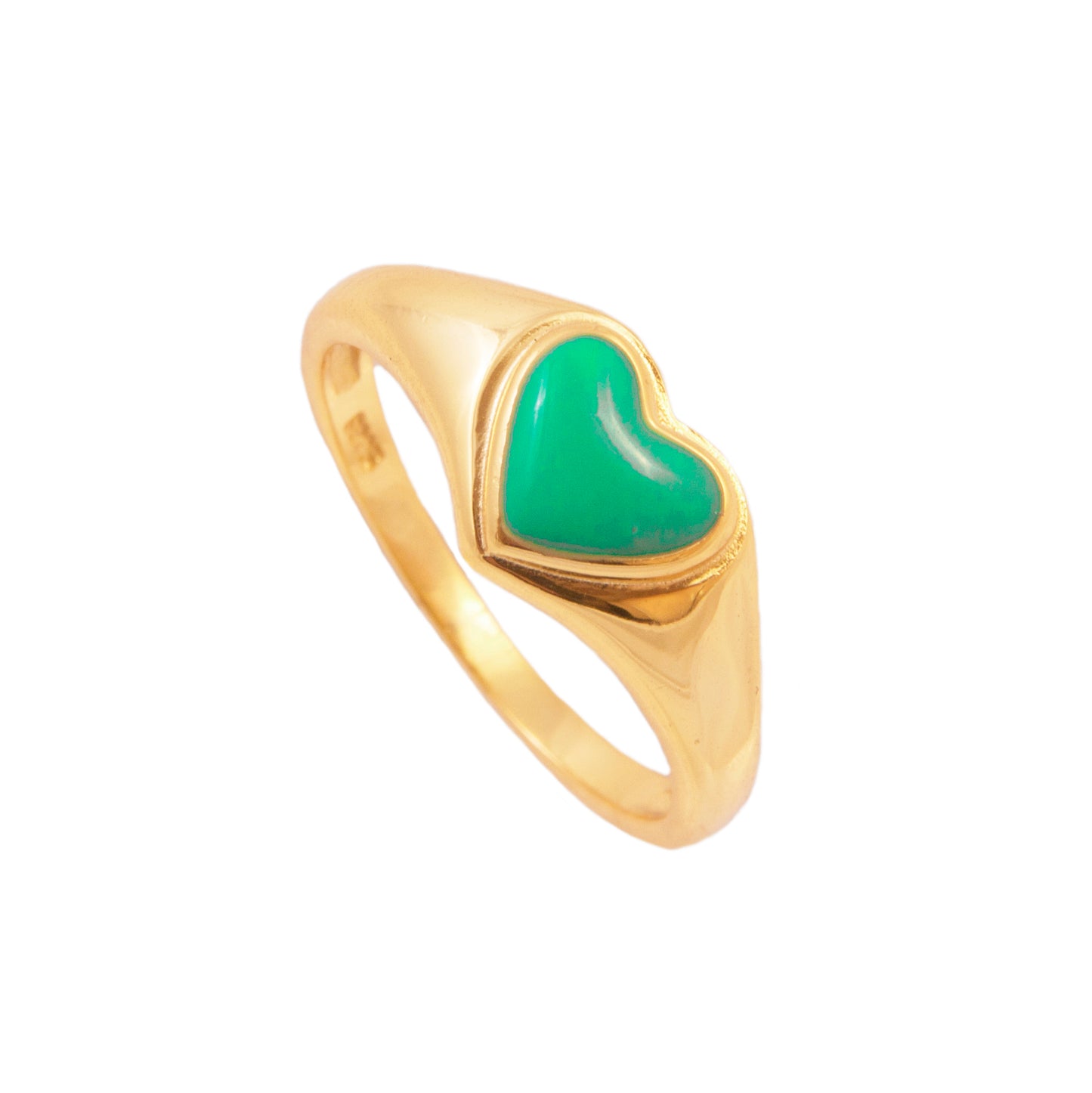 Turquoise enamel heart gold