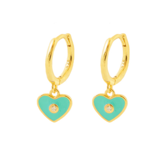 Turquoise enamel heart gold