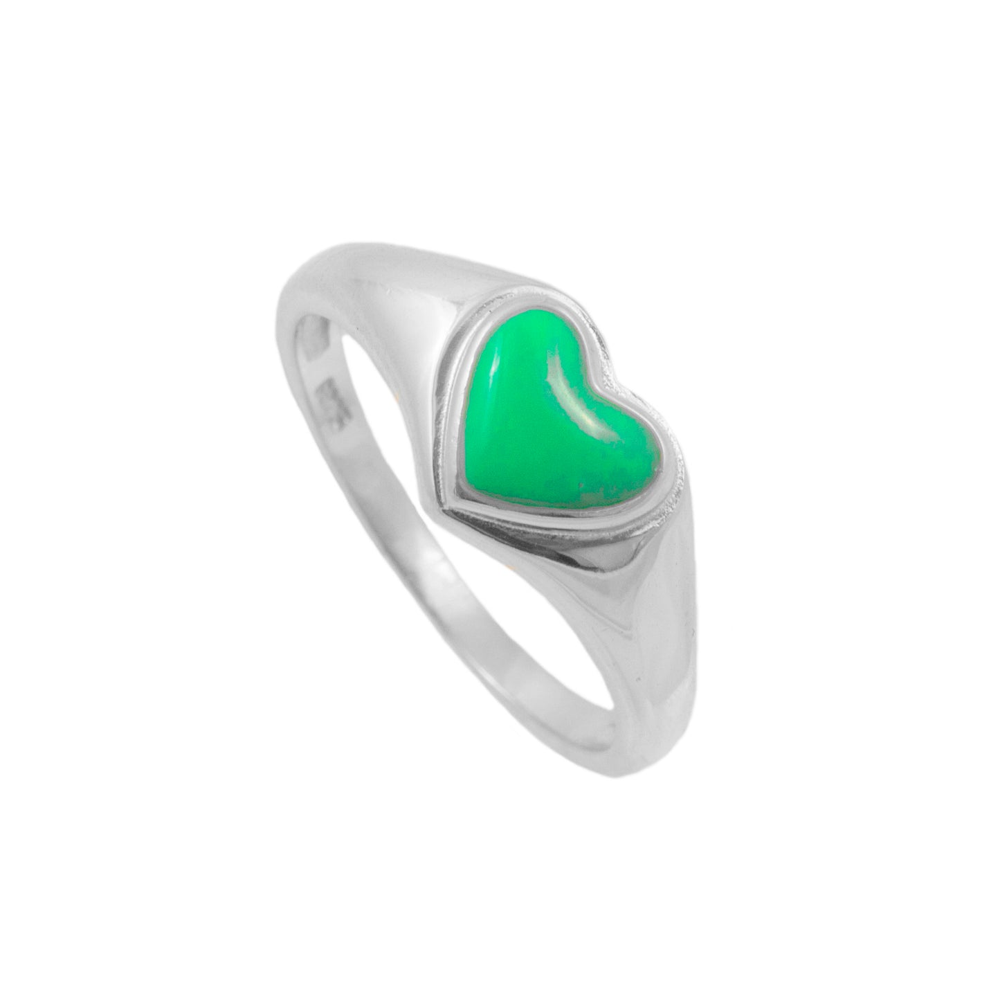 Turquoise enamel heart silver