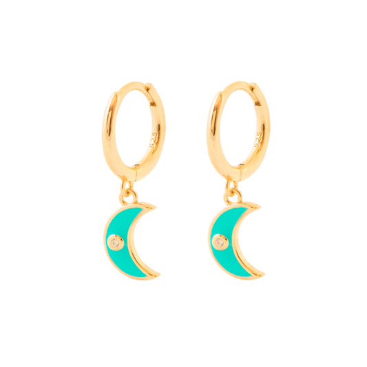 Turquoise enamel moon gold