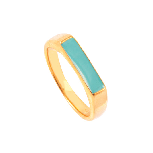 Turquoise enamel rectangle gold