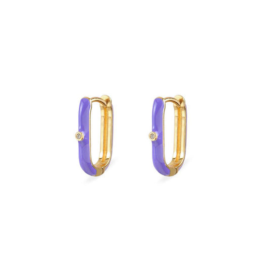 Violet enamel oval hoop gold