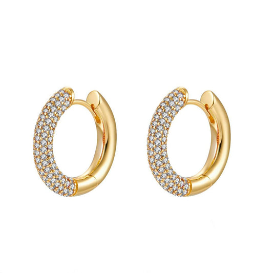White zirconia tubular hoop gold