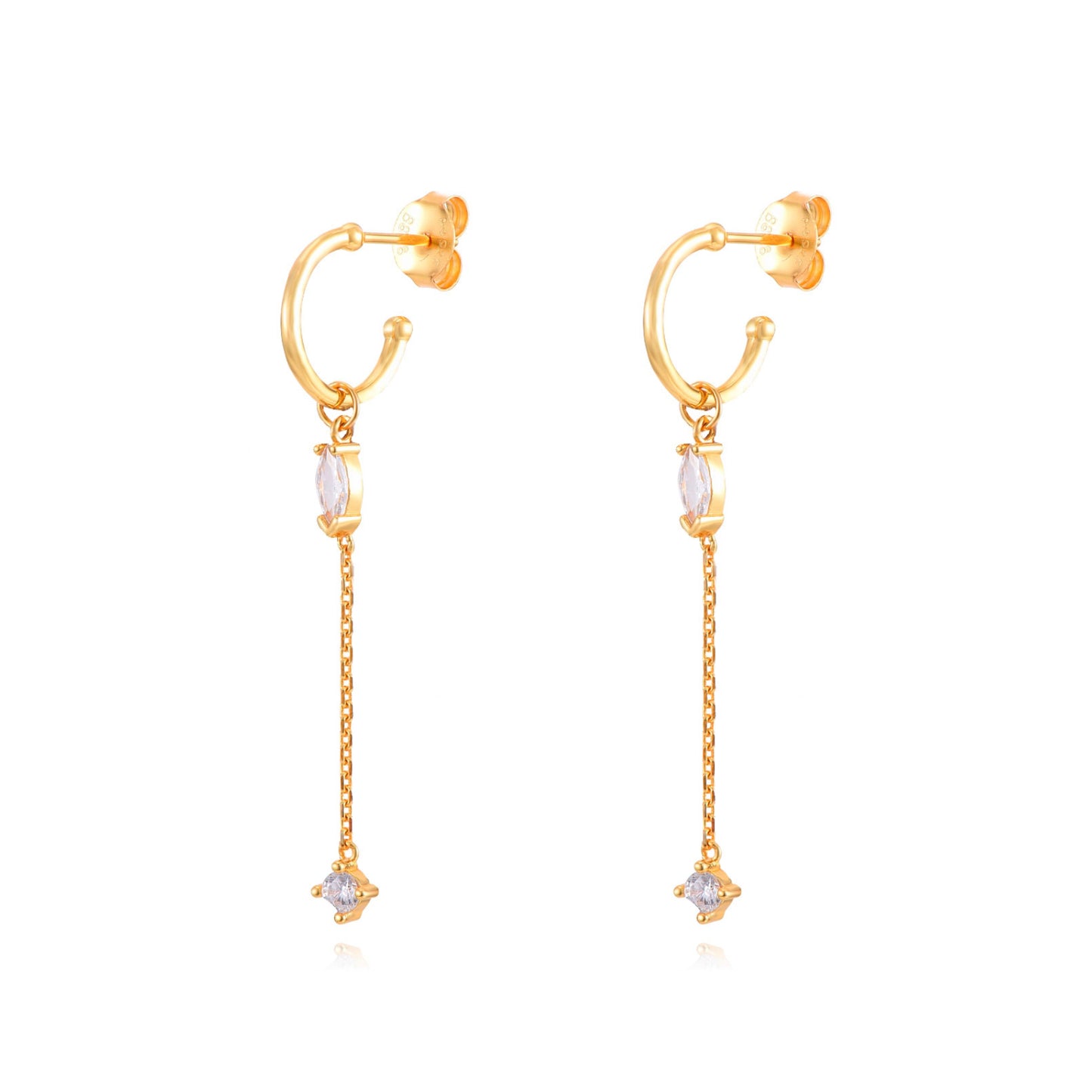 Zirconia drop chain gold