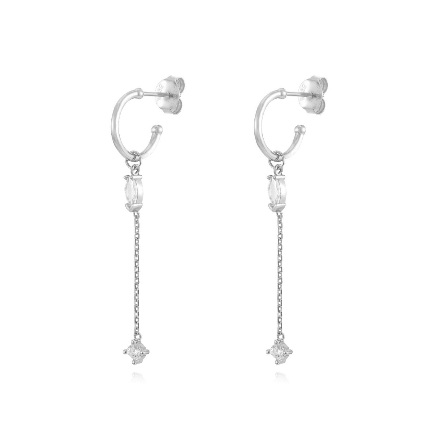 Zirconia drop chain silver