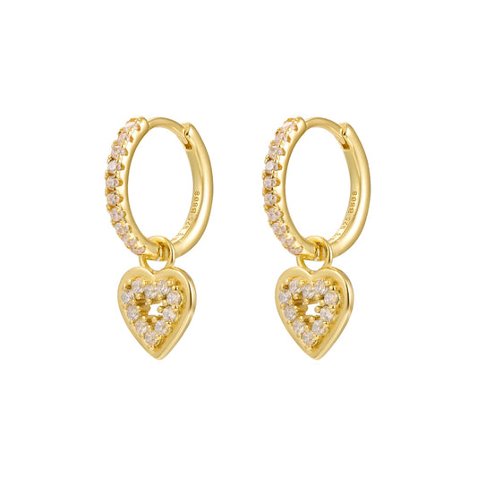 Zirconia heart hoop gold