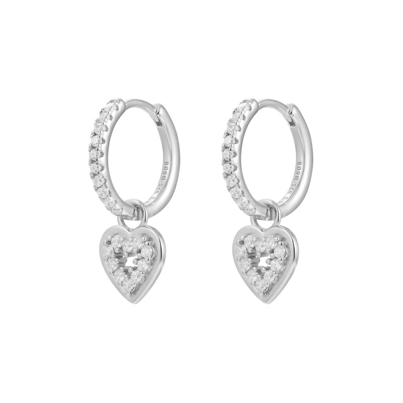 Zirconia heart hoop silver