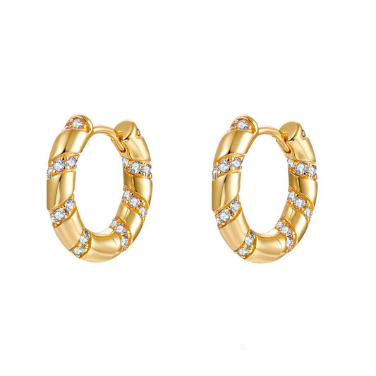 Zirconia spiral hoop gold