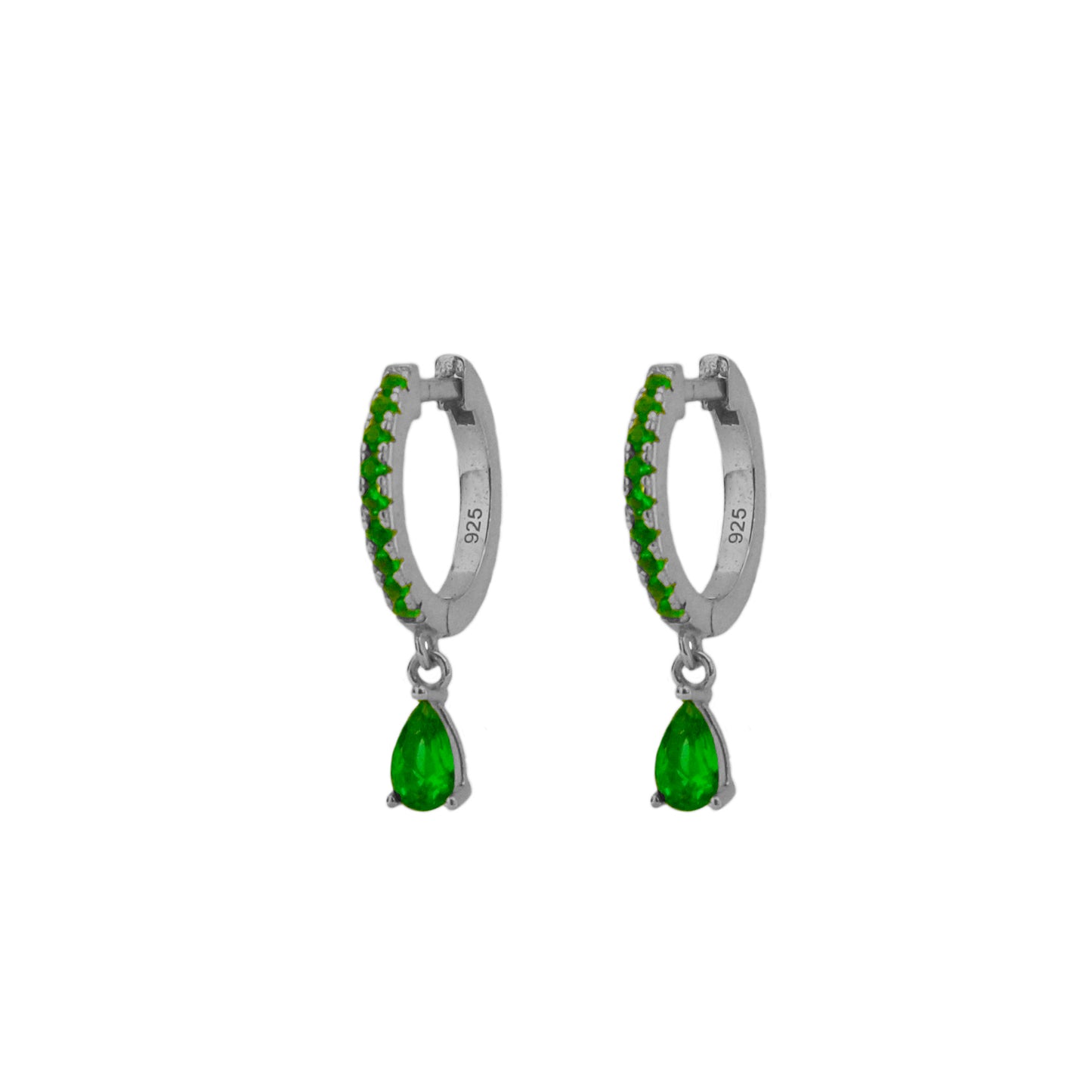 Green zirconia tear hoop silver - ByMirelae