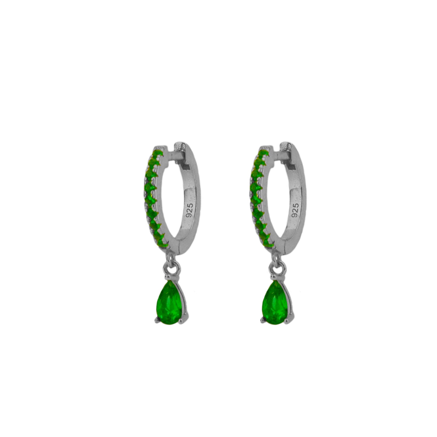 Green zirconia tear hoop silver - ByMirelae
