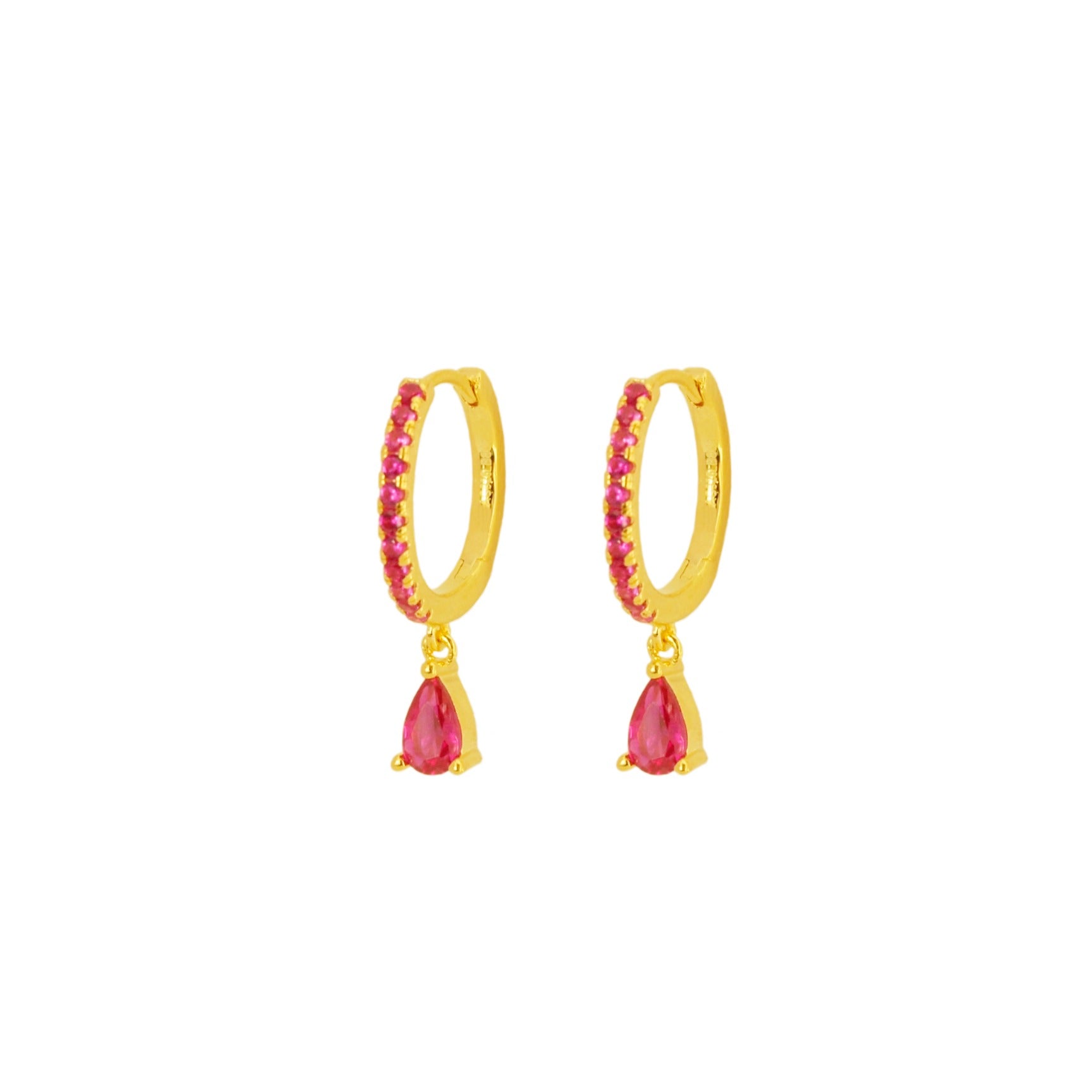 Pink tear hoop gold - ByMirelae