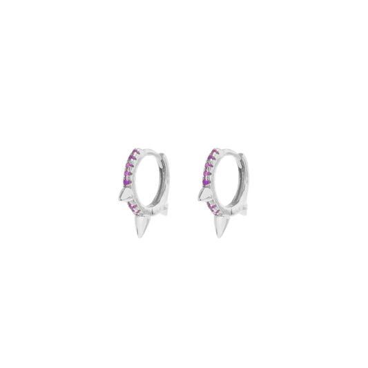 Violet zirconia spike hoop silver - ByMirelae