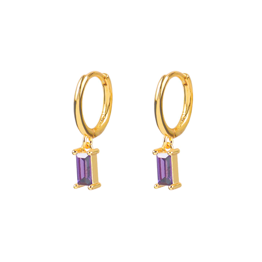 Violet zirconia rectangle hoop gold