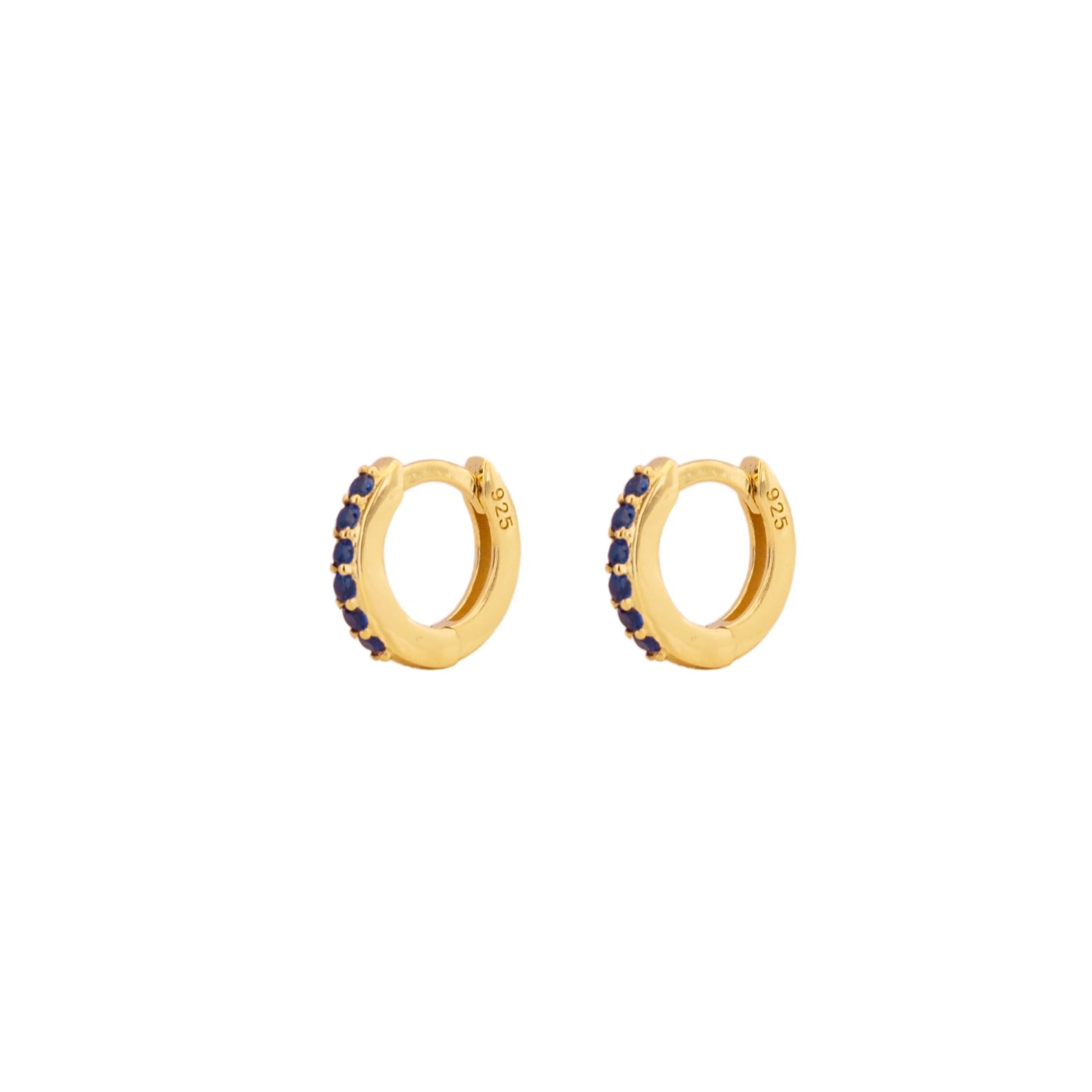 Blue zirconia mini hoop gold - ByMirelae