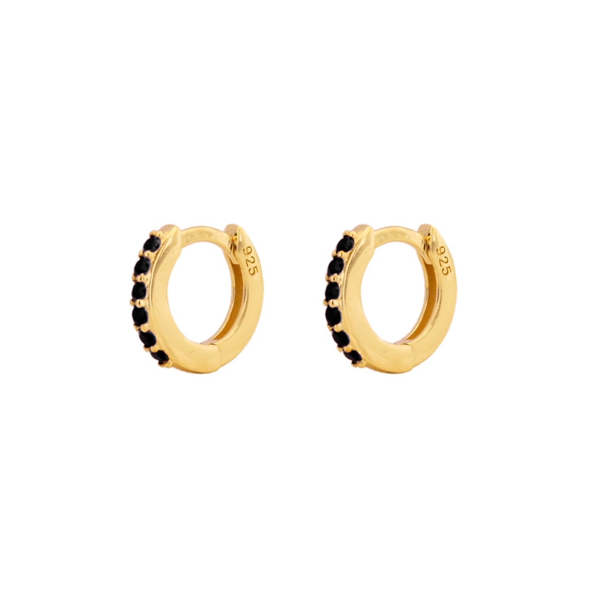 Black zirconia mini hoop gold - ByMirelae