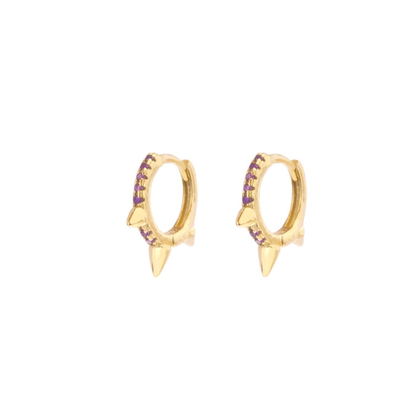 Violet zirconia spike hoop gold - ByMirelae