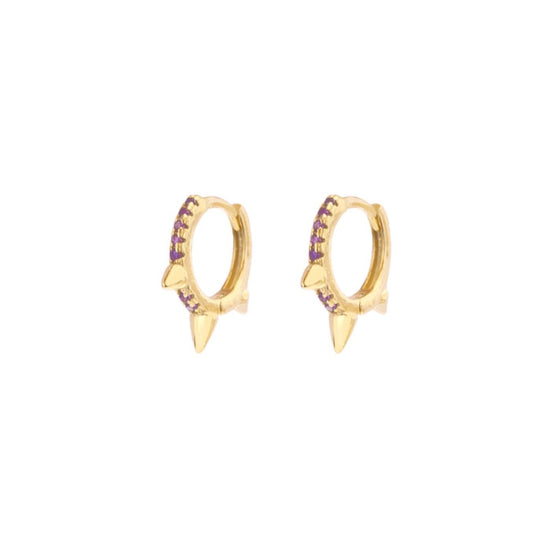 Violet zirconia spike hoop gold - ByMirelae