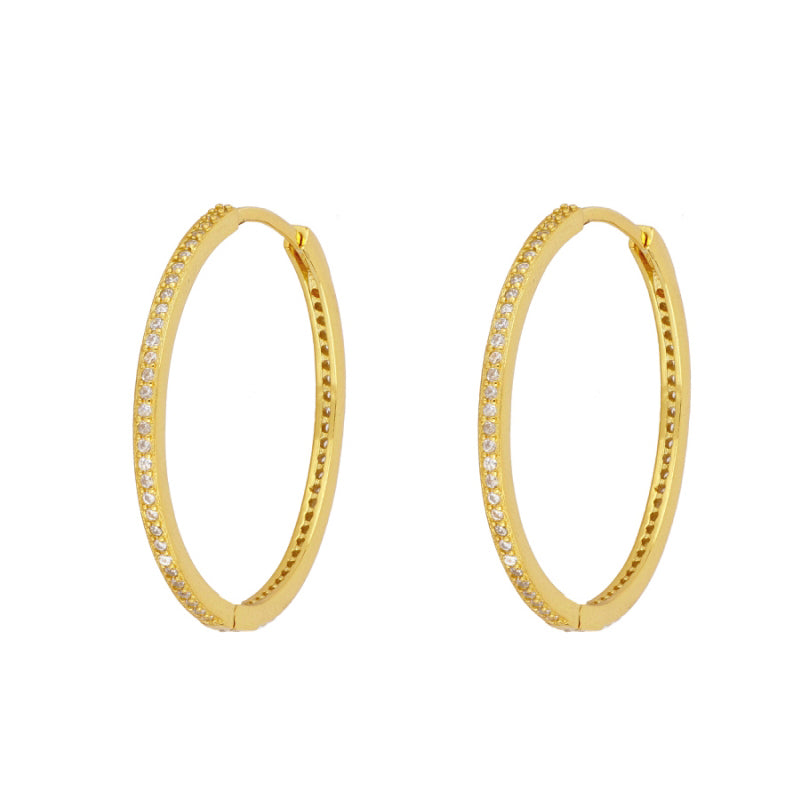 Big thin zirconia hoop gold