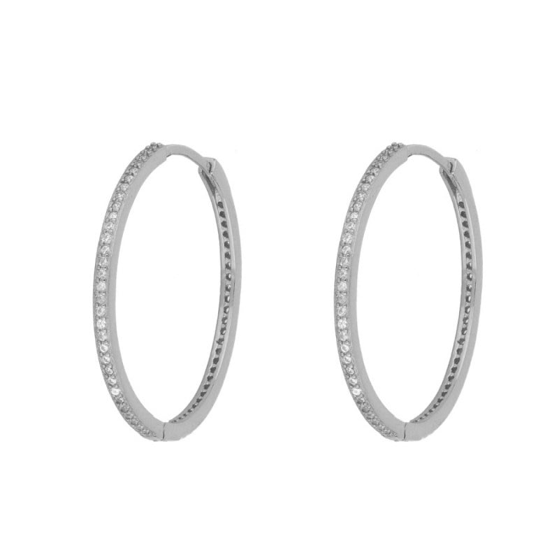 Big thin zirconia hoop silver