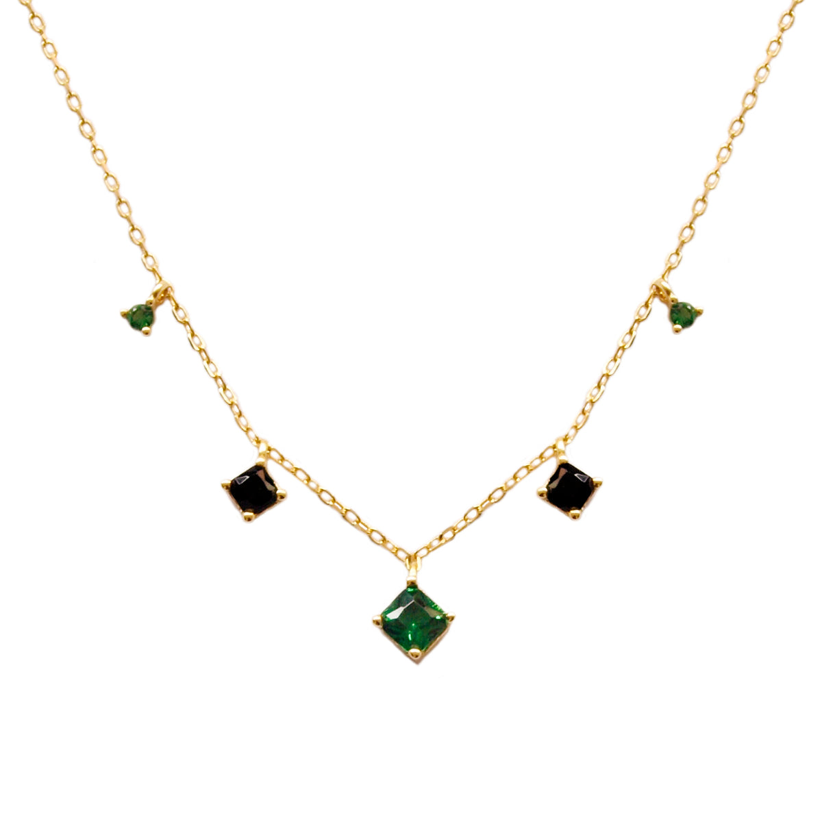 Green &amp; black zirconia rhomb gold - ByMirelae