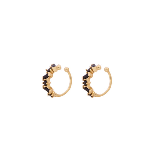 Black zirconia ear cuff gold - ByMirelae