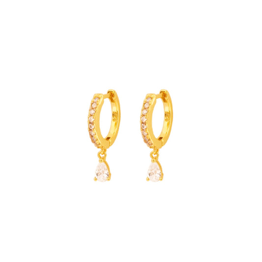 White zirconia tear hoop gold - ByMirelae
