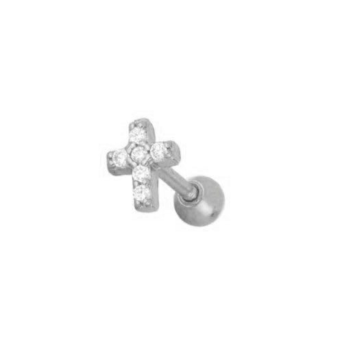 Zirconia cross piercing silver - ByMirelae