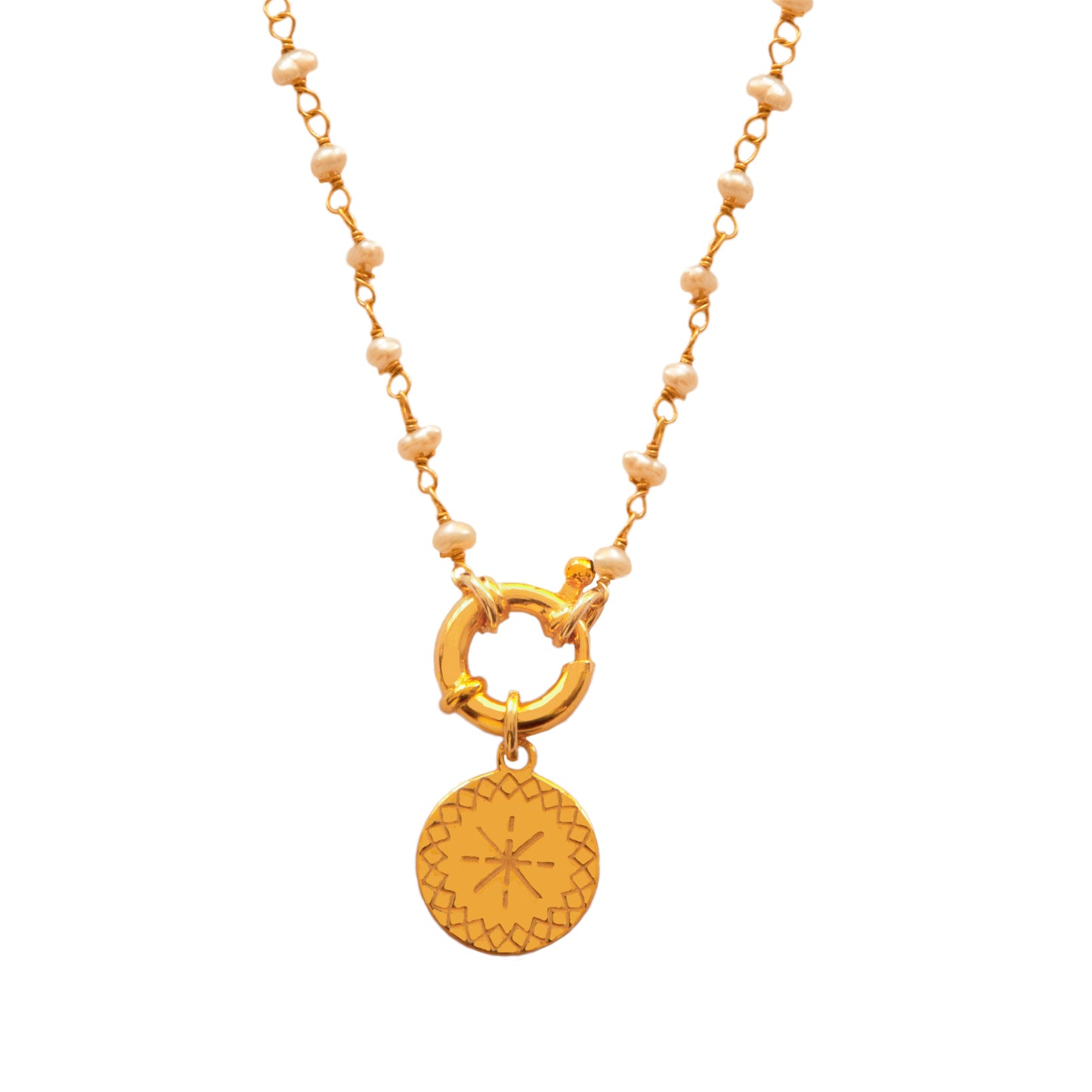 Pearl openclose gold & charm
