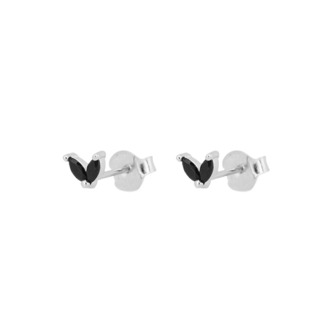 Black zirconia petals silver - ByMirelae