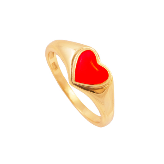 Red enamel heart gold