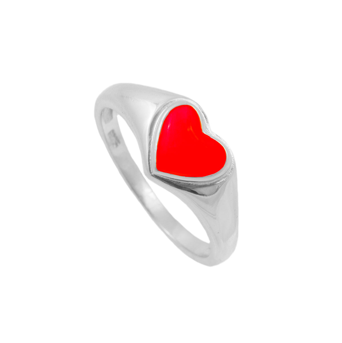 Red enamel heart silver