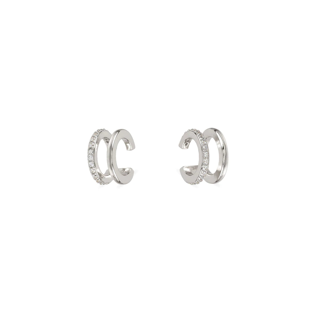 White ear cuff silver