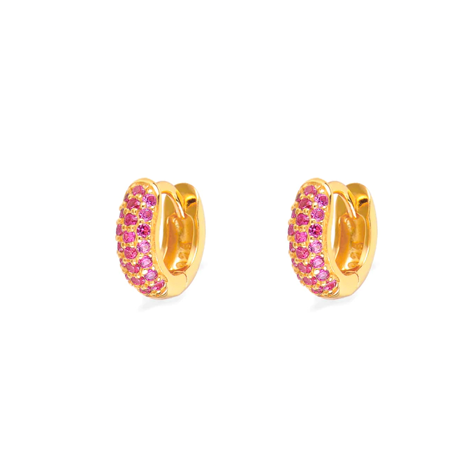 Small pink zirconia hoop gold