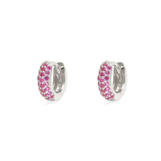 Small pink zirconia hoop silver