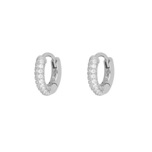 Small shine zirconia hoop silver