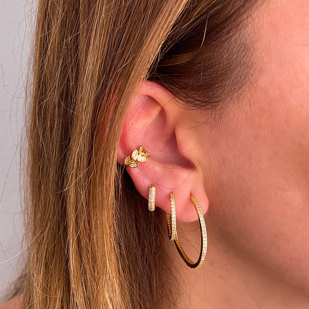 Small shine zirconia hoop gold