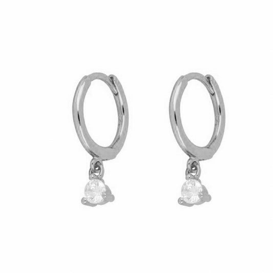 White medium tear hoop silver