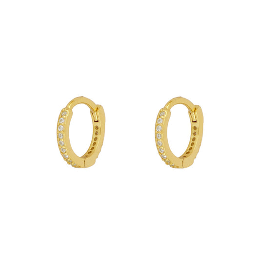 White zirconia small hoop gold