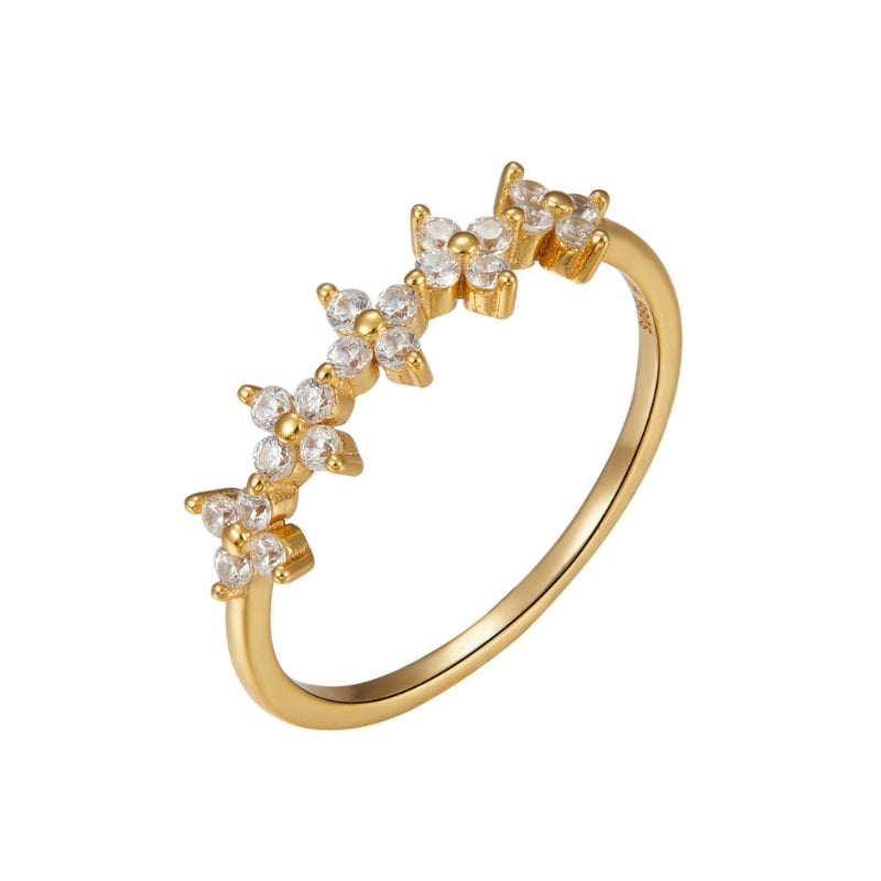 Zirconia flowers ring gold