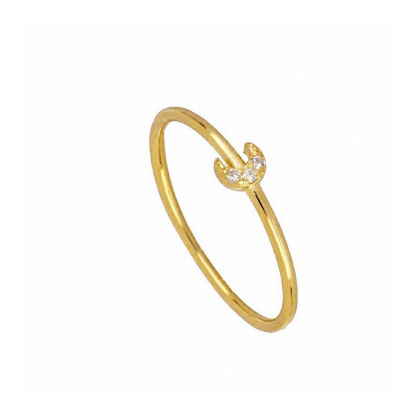Zirconia moon ring gold