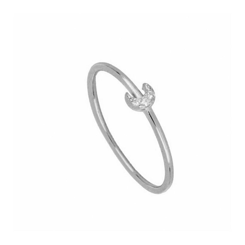 Zirconia moon ring silver